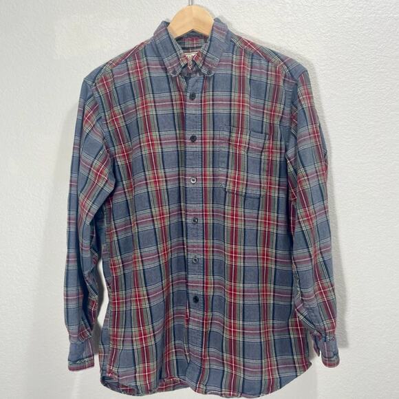 Vintage 1990s L.L. Bean Scotch Plaid Flannel Button Up Long Sleeve Shirt Sz M - Picture 3 of 12